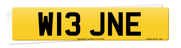 Registration number W13 JNE